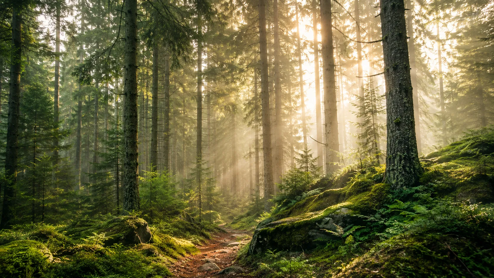 Sunlit Forest Trail